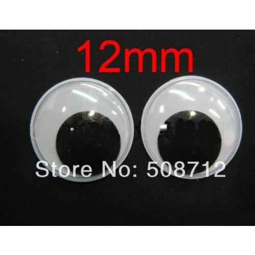 Free Ship!! Diy manual toy eyes ------200pcs 12mm Black and White Goo Goo Eyes, Wibbly Wobbly, Moving Eyes