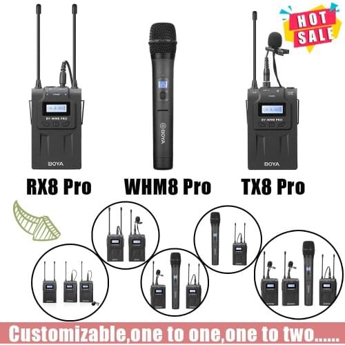 BOYA BY-WM8 Pro-K1/K2/K3/K5 BY-WHM8 Pro TX8 Pro RX8 Pro Customized version UHF Dual-Channel Wireless Lavalier Microphon