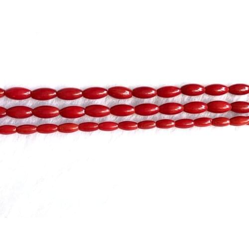 Wholesale 5stirngs of 15.5"Natural Red Coral Beads 3x6mm 4x8mm Rice Shape Sea Bamboo Coral Jewelry Loose Beads