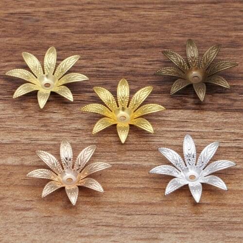 20pcs/lot 28mm flower beads cap retro silver sculpture leaf beads cap diy jewelry Making accessories Supplies Wholesale