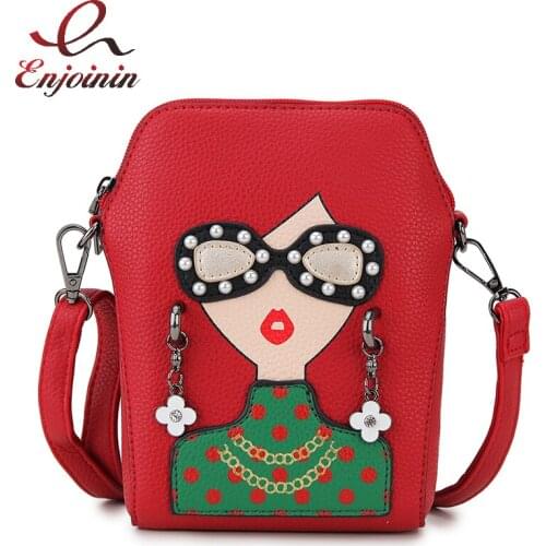 Cartoon Character Design Shoulder Bag for Women Faashion Ladies Purses and Handbags Zippered Designer Bag Cross Body Pu Leather