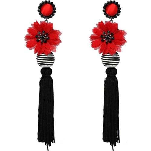 Long Dangle Earrings for Women Vintage Flower Earing Statement Jewelry Drop Ethnic Fringe Tassel Earrings Bohemian Earrings