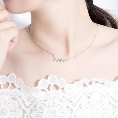 Ruifan Elegant Leaf Leaves Pendant 925 Sterling Silver Choker Necklace for Women Girls Fine Jewelry Christmas Gifts YNC050
