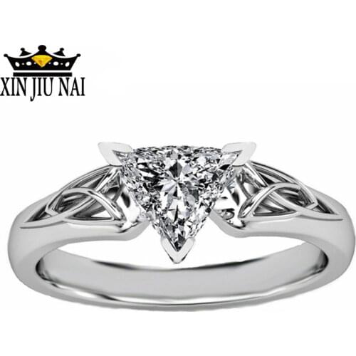 European and American elliptical diamond triangle geometry, C-eltic Woman engagement ring woman Celti engagement ring gift