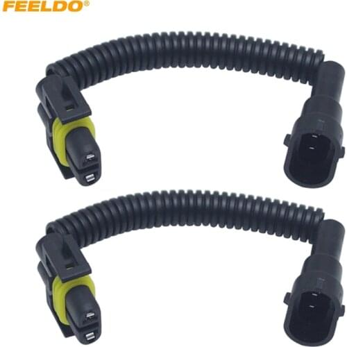 FEELDO 2Pcs Auto H11 LED HID Headlight Wiring Cable Connector Plug Lamp Bulb Socket Wire Adapter Holder#6002