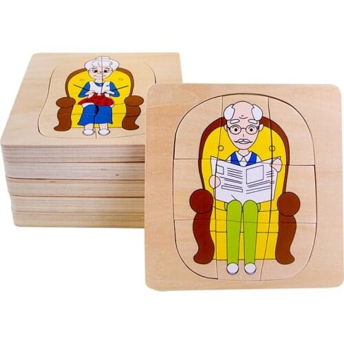 Montessori Early Education Jigsaw Puzzles Teaching Toys Animal Characters Growth Wooden Panels Children Baby Toddler Games Gift