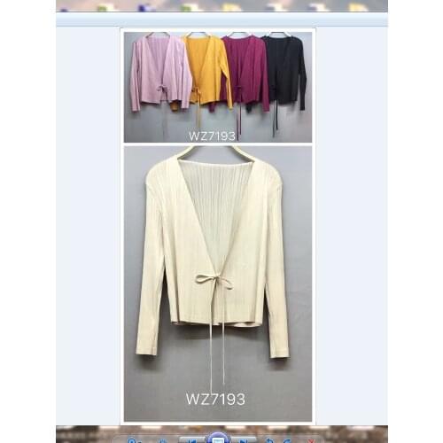 HOT SELLING Miyake fold double v-neck long sleeve Fold fashionable lacing coat IN STOCK