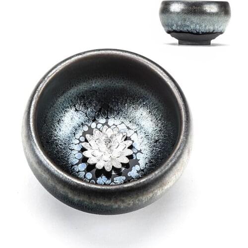 Ceramic Ceramic Inlaid Silver Tea Cup Building a Silver Fish Cup Tea Cup Tea Cup Bowl Kung Fu Tea Set Single Cup Master Cup