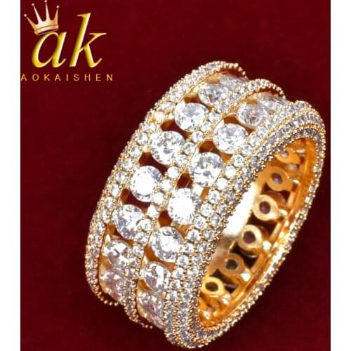 Ring For Men Jewerly Gold Color Cubic Zircon Iced Out Fashion Hip Hop