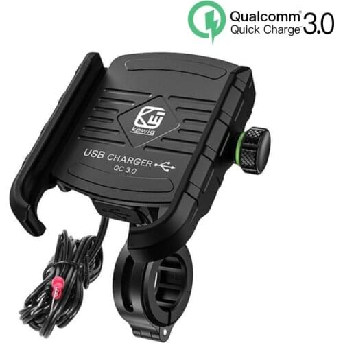 Motorcycle Mobile Phone Holder Stand Mount for Moto Motorbike Cell Phone GPS Support with Waterproof QC 3.0 USB Charger