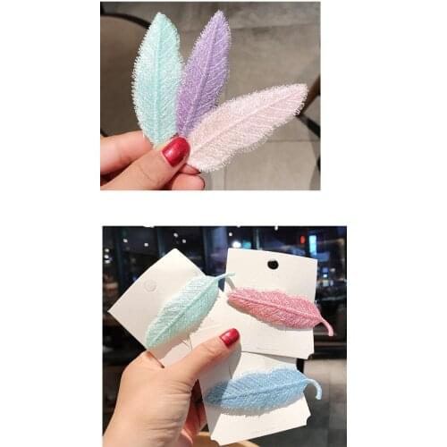 Fashion cloth Leaf Shape Hair Clip Barrettes Crystal Pearl Hairpin Barrette Color Feather Hair Claws Hair Styling Tool
