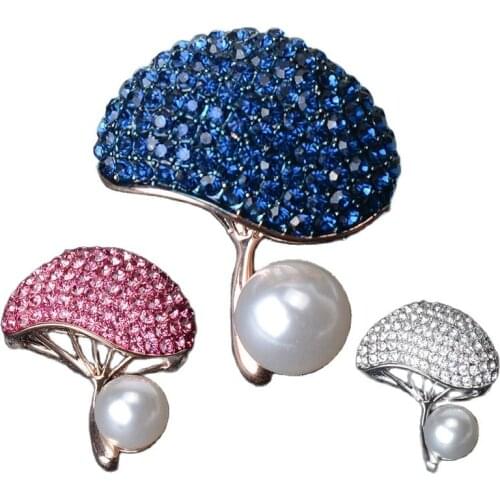 Fashion Fine Rhinestone Big Mushroom For Women Pins Big Pearl Gift Pride Brooches Jewelry