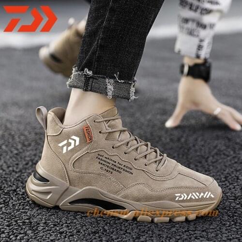 Daiwa New Men Sport Shoes Outdoor Hiking Fishing Shoes Mens Waterproof Hiking Shoes Plus Non-slip Wear-resistant Fishing Shoes