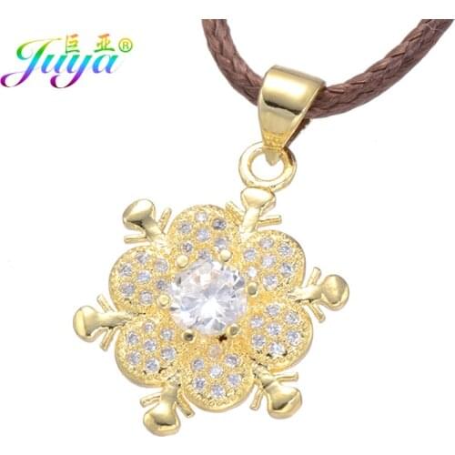 Juya New Arrival Luxury Brand Jewelry Necklace Dropshipping Micro Pave Zircon CC Flower Pendant Neckalce For Women Girls Jewelry