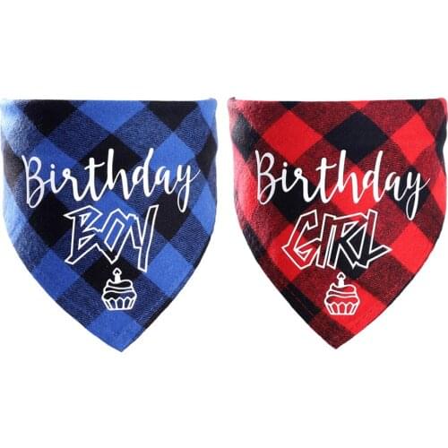 New Product Red and Black Lattice Towel Pet Dog Birthday Scarf Pet Supplies Cloth Triangular Bandage