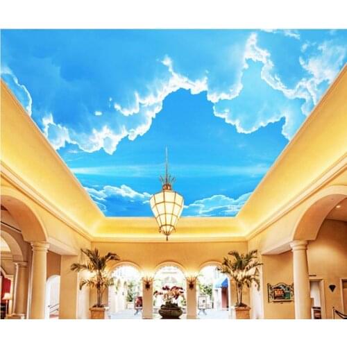 Wallpaper 3d stereoscopic Blue sky cloud ceiling Photo wallpaper custom wallpaper TV setting wall of sitting room sofa