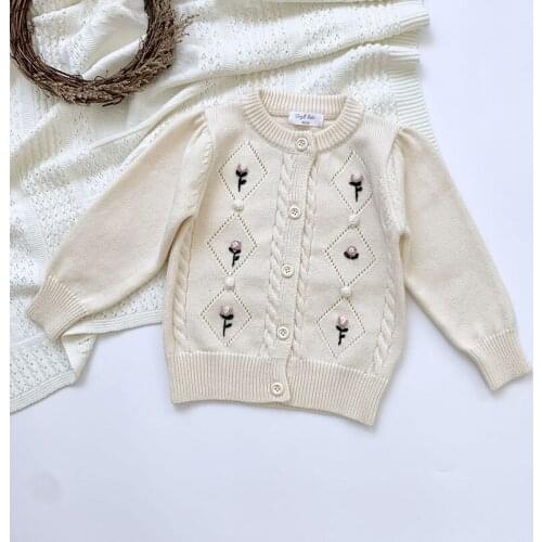 Autumn Winter Baby Kids Girls Long Sleeve Embroidery Knit Cardigan Coat Baby Kids Girls Cardigan Coat Childrens Clothes