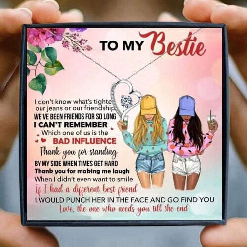 Gift for bestie Necklaces Girly friend Heart Pendant Crystal Necklace for Women crystal necklace friendship Christmas Birthday