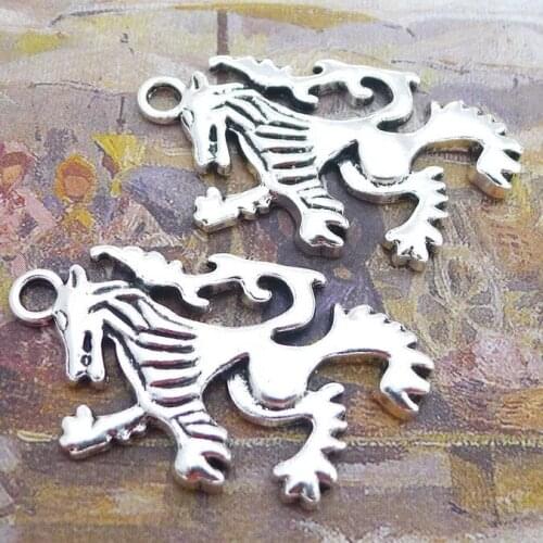 6pcs/Lot 38x21mm New Arrival Horse Alloy Charms Antique Silver Color Pendants for DIY Jewelry Making Charm