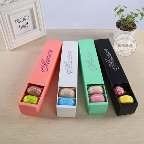 Pink White Black and Green Dessert Macaron box 6 cavities colorful macarons pastry packaging boxes 100 pcs