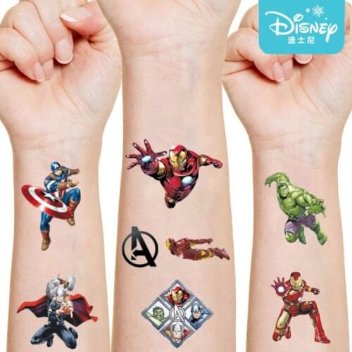 Marvel The Avengers Tattoo Sticker Originales Random Disney Spider-Man Iron Man Action Figure Cartoon Kids Girls Birthday Gifts