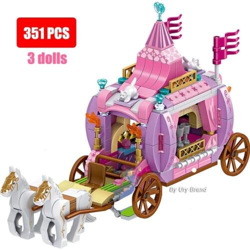 Friends Girl Series Building Blocks Princess Royal Carriage Set 2 Horses Castle House DIY Assembled Toys For Kids Creative Gifts