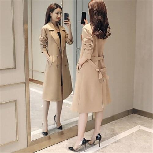 Spring Autumn Trench Coat Slim Double breasted Trench Coat Woman Trench Coat Long Women Windbreakers Plus Size Overcoat Femmino