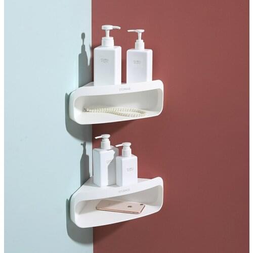 Bathroom Triangle Frame Punch Free Paste Wall Mount Washing Rack Corner Drain Shelf Bathroom Storage Rack Holders
