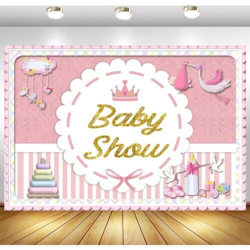 Newborn Baby Shower Photography Backdrop Cute Pink Theme Girl Birthday One Year Show Party Background Vinyl Table Poster Decor