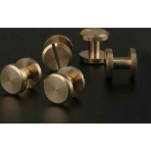 20pcs Solid Brass Binding Chicago Screws Nail Stud Rivets For Photo Album Leather Craft Studs Belt Wallet Fasteners 8mm Flat Cap