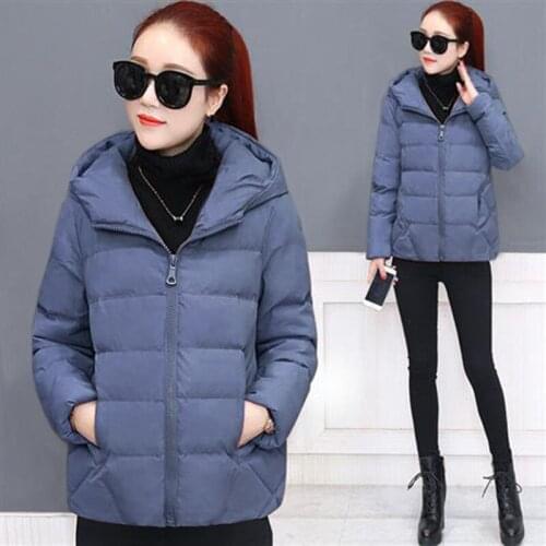 Korean Women Winter Coat Puffer Black Warm Thick Winter Jacket Padded Hooded Short Waist Bubble Coat Slim