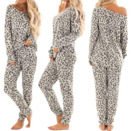2 Pieces Set Women Tracksuit Leopard Print Pants and Tops Sets Leisure Wear Lounge Wear Suit Outfits Tracksuit Oversize Ropa