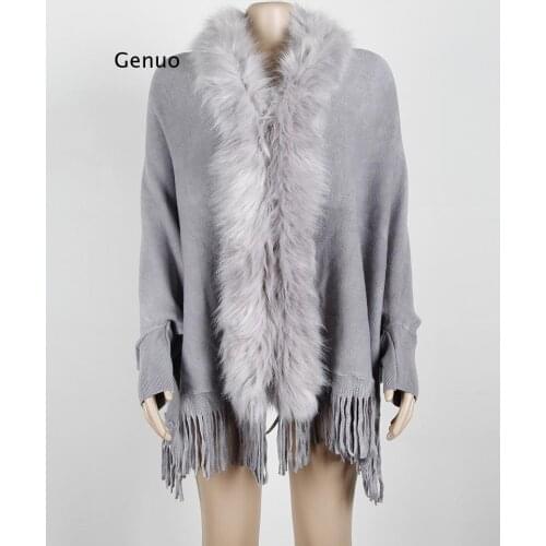 Winter Fur Collar Winter Shawls And Wraps Bohemian Fringe Oversized Womens Winter Ponchos And Capes Batwing Sleeve Cardigan