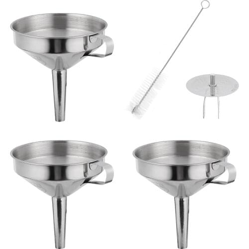 1 Set Kitchen Funnel Creative Novel Portable Durable Oil Filter Stainless Steel Funnel Wine Filter Cooking Strainer