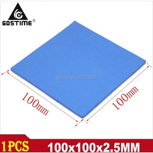 1PCS 100 x 100 x 2.5mm Blue Silicon Heatsink Cooling Conductive GPU CPU Chipset Thermal Pad
