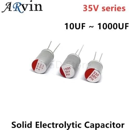 10Pcs DIP Solid Electrolytic Capacitor 35V 10UF 22UF 47UF 68UF 100UF 150UF 220UF 330UF 470UF 560UF 680UF 820UF 1000UF