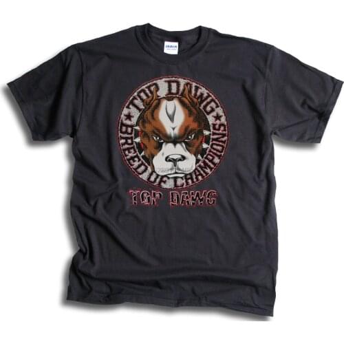 2019 Summer Fashion Hot Mens T Shirt Top Dawg Dog Breed of Champions Pitbull Front or Rear Print Sm-3XL Tee shirt