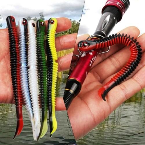 5Pcs/lot Rotate T Tail Soft Fish Rubber Bait Fishing Lure Artificial Soft Worm Bait Freshwater Saltwater Fishing Lifelike Baits