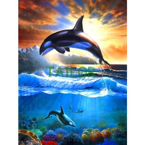 5D diamond painting Home Decor Gift Cuadros kit set Full square Cross stitch haft diamentowy DIY animal Mosaic art dolphin fish