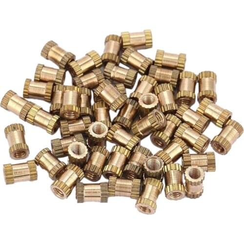 ABSF 50Pcs Female Thread Knurled Nuts Round Injection Molding Brass Threaded Insert Embedment Nut Assortment Kit