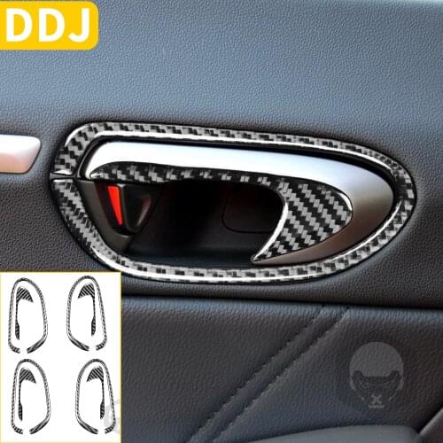 Car Carbon Fiber Door Handle Door Lock Switch Frame Trim Stickers For Honda Civic 8 8th Gen 2006 2007 2008 2009 2010 2011 Black
