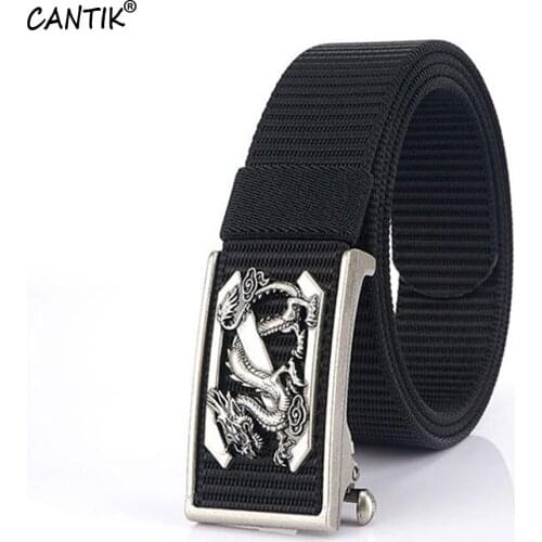 CANTIK Unique Chinese Dragon & Z Letter Automatic Buckle Canvas Belt Accessories Quality Nylon Belts Men Freeshipping CBCA225