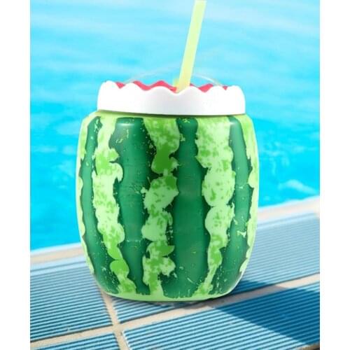 Watermelon Shape Water Cup Straw Mug Double Insulation Coffee Juice Beverage Bottle Drinking Juice Cups Party Summer Drinkware