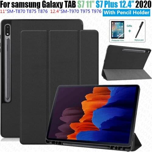 Tablet Case with pencil holder for Samsung Galaxy Tab S7 11" 2020 Tablet cover Flip Stand pu Leather for Tab S7 Plus 12.4 inch