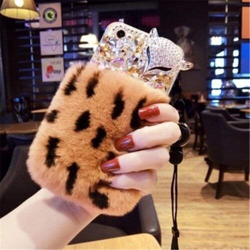 Rabbit Hair Phone Case For Huawei Honor 9 10 20 Lite V10 V20 7X 8X 9X Nova3 4 5 Rhinestone Fur Fluffy Cases Accessories Capinhas