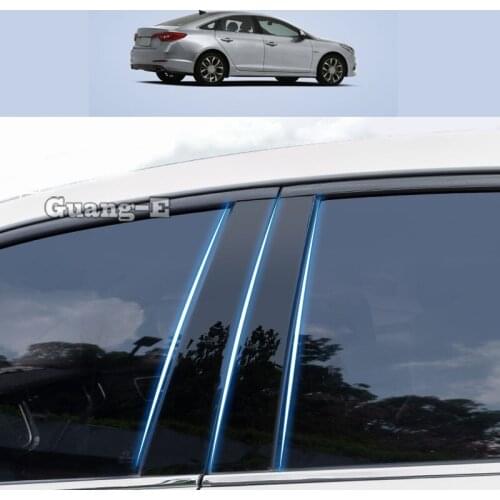 For Hyundai Sonata 9Th 2015 2016 2017-2019 Car PC Material Pillar Post Cover Door Trim Window Piano Black Molding Sticker Plate