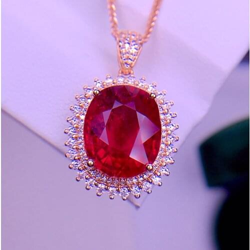 E528 Real Solid 18K Gold 100% Natural Tourmaline 5.6ct Gemstones Diamond Pendants Necklaces