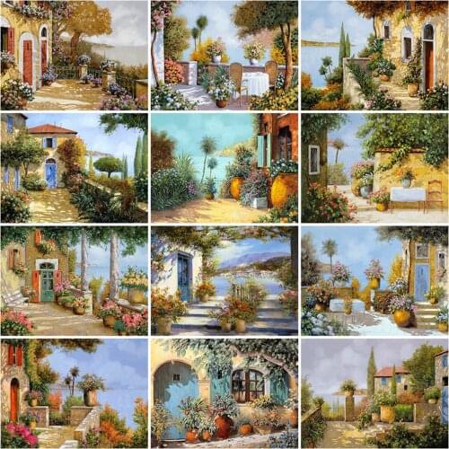 Evershine 5D DIY Diamond Painting Garden Cross Stitch Kit Diamond Embroidery Seaside Landscape Rhinestone Picture Home Decor