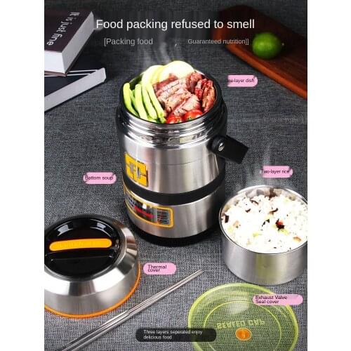 304 stainless steel insulation lunch box vacuum ultra-long portable 1 person capacity multi-layer student male bucket