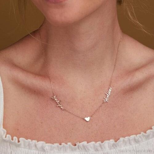 Dainty Heart Name Necklace Two Name Necklace Mothers Day Gift Perfect Gift for Her Dainty Heart Necklace Custiom Necklace